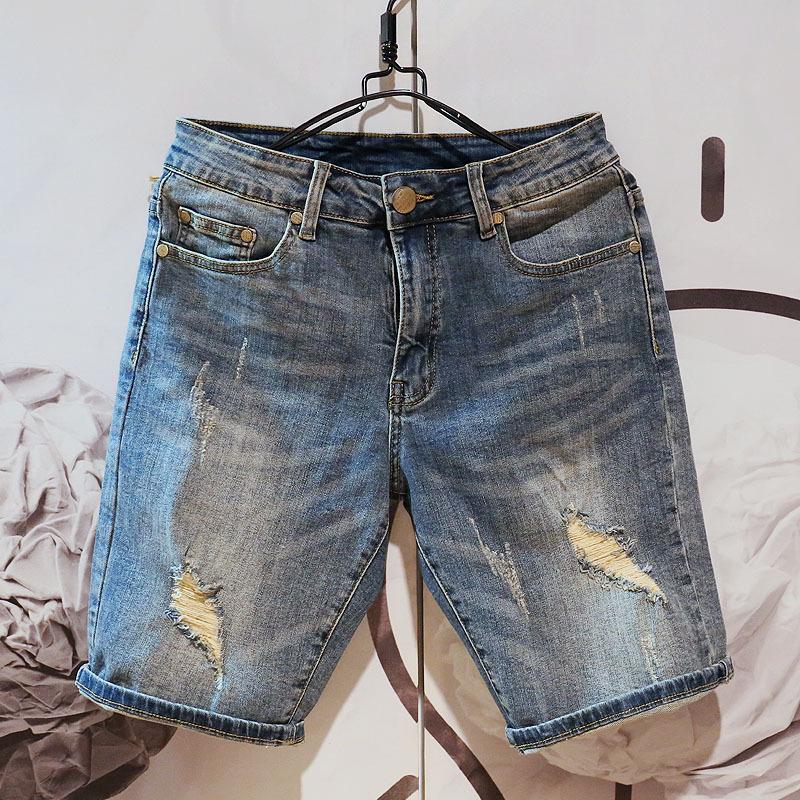 Men's 2024 Trendy Ripped Denim Shorts - Street Style Casual Five-Point Pants