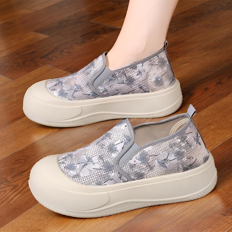 Summer Mesh Lazy One-pedal Cloth Shoes Thick-soled Non-slip Heightening Casual Shoes
