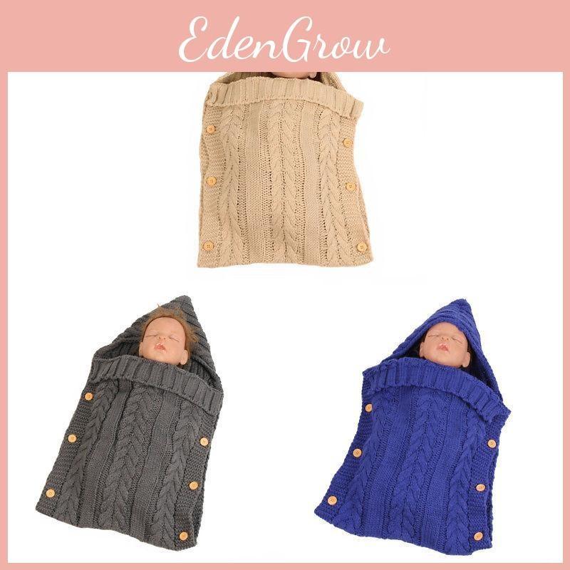 Bag Knitted Sleeping Newborn Baby Autumn Winter Button Stroller Bag Sleeping