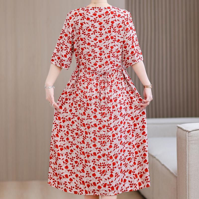 Summer Plus Size Elegant Dresses for Women  Casual Half Sleeve Long Dress