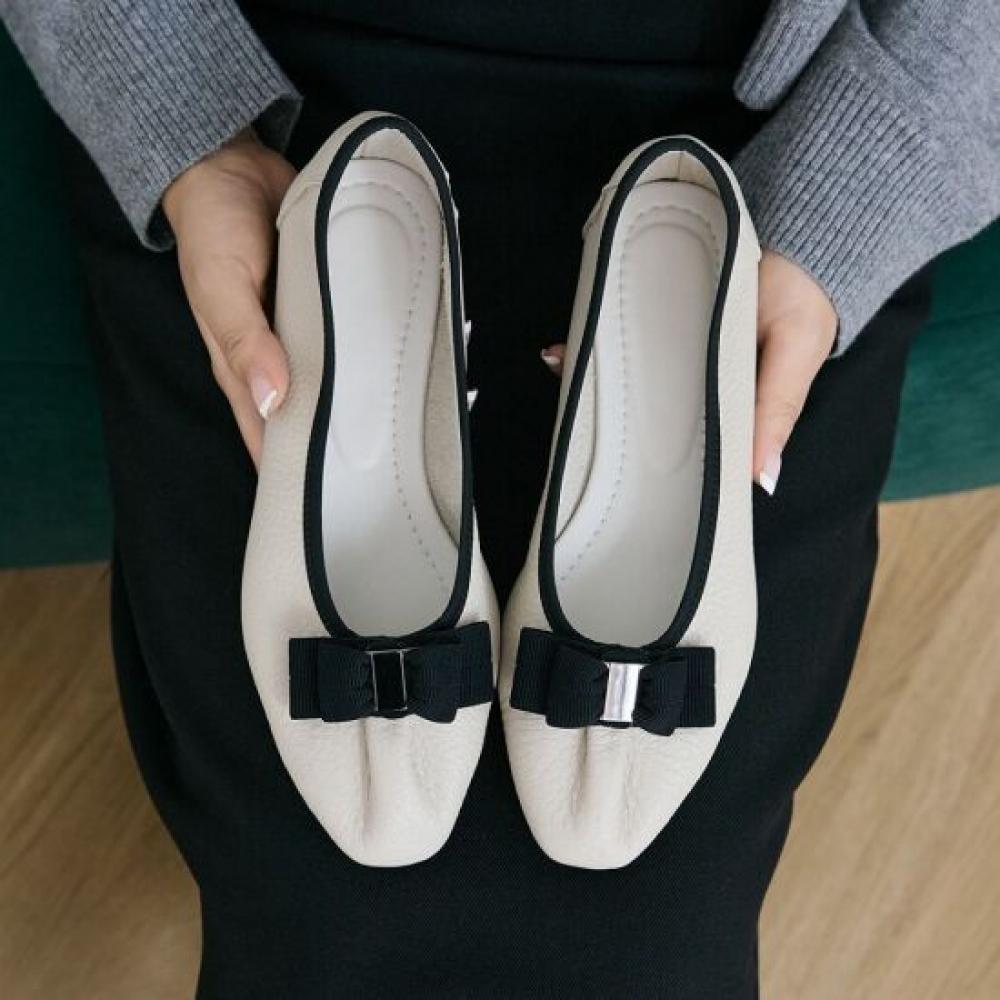 Jisyu Women Dihon Shirring Ribbon Flat Shoes