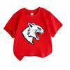 Kids Boys Girls 100% Cotton Crew Neck Short Sleeve T-Shirt, Cool Angry Wild Bobcat Mascot Print Casual Breathable Tee for Daily School Outdoor Activit