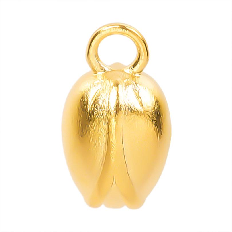 Anhänger Blütenknospe aus Edelstahl 304 - DIY Handgefertigter Schmuck Halskette mit 18k Gold Vakuumelektroplattierung