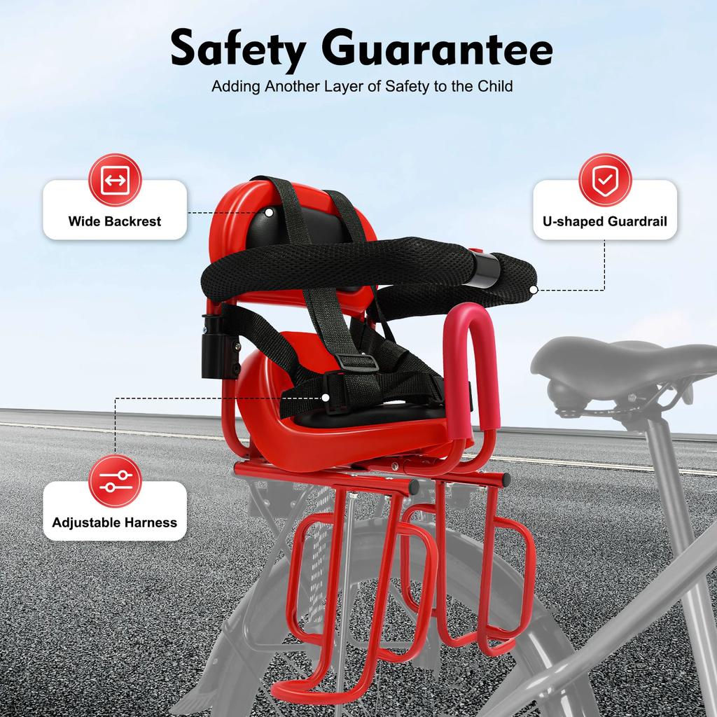 Safety Toddler Child Seat Rear Child Bike Seat Attachment Child Bike Seat for Adult Bike W/ Seat Cushion Suitable for Children
