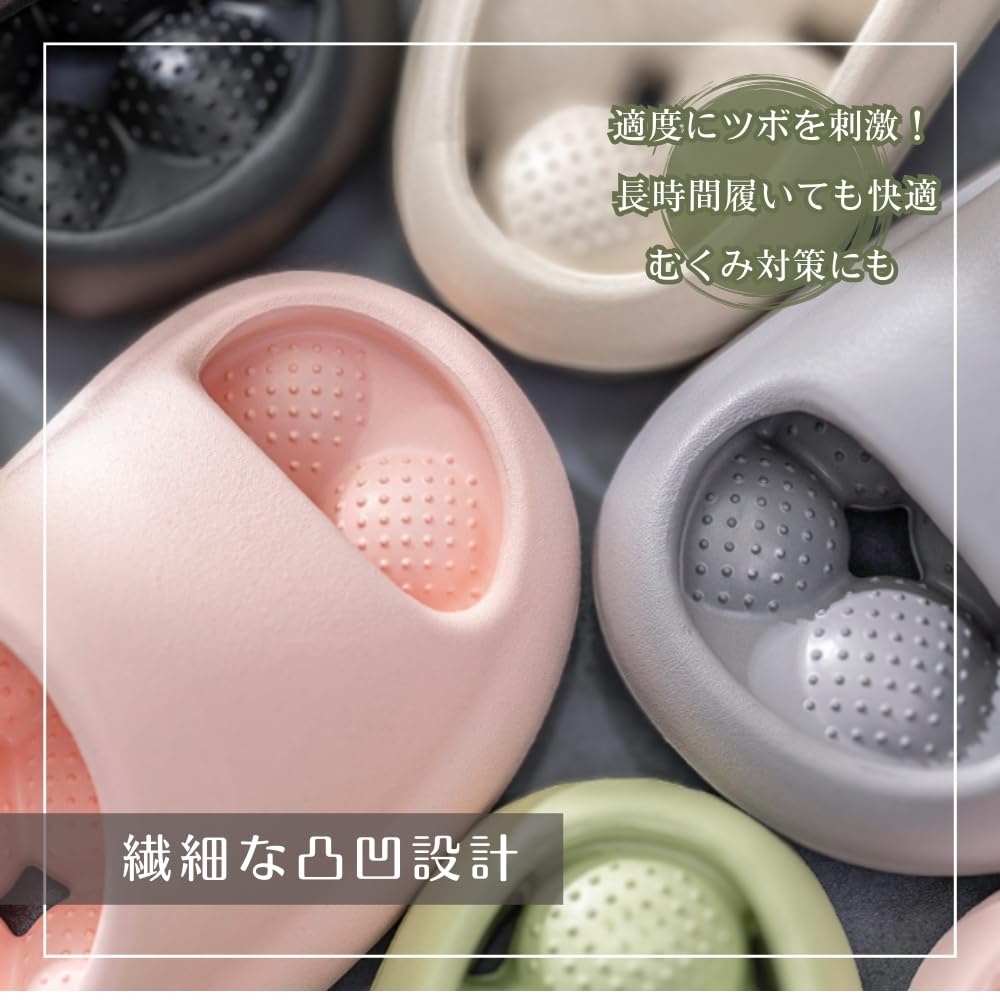 Healthy Slippers for Indoor Foot Bath and Beach Mild Sizes [JP Number] Sandals, Use, Reflexology, Cleaning, Balcony, Pool, Sandals, (Black,