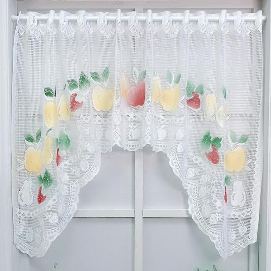 Lace Half Curtain, Lightweight Semi-Transparent Gauze Short Kitchen Window Curtain, Breathable Nordic Style Curtain for Bay Windows Cabinet Doors