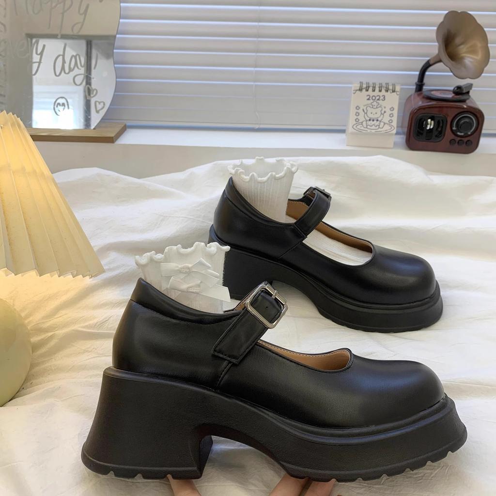 Black High-heeled Mary Jane Small Leather Shoes Women's Spring New Retro Japanese Jk Versatile Korean