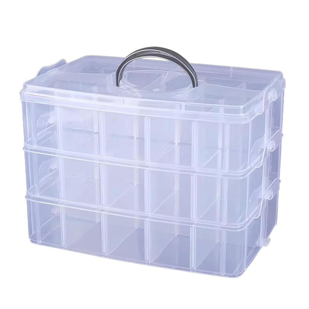 SAKURAN Storage Case Small Item Toy ToolParts Compatible Dividers 3-Tier Transparent Box Beads Accessory Organization (M)