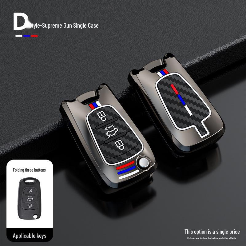 Car Key Case for Kia K2 K5, Hyundai Elantra, Langdong, Reina, ix35, Sportage - Protective Shell with Buckle