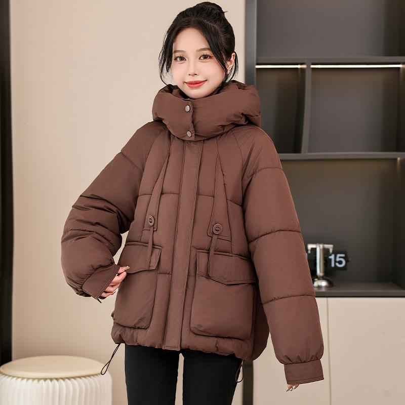 2025 Short Hooded Down Cotton Jacket Women's New Winter Thickened Warm Padded Jacket Loose Bread Jacket