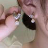 S925 Silver Zirconia Heart Pearl Earrings - Versatile Niche Design