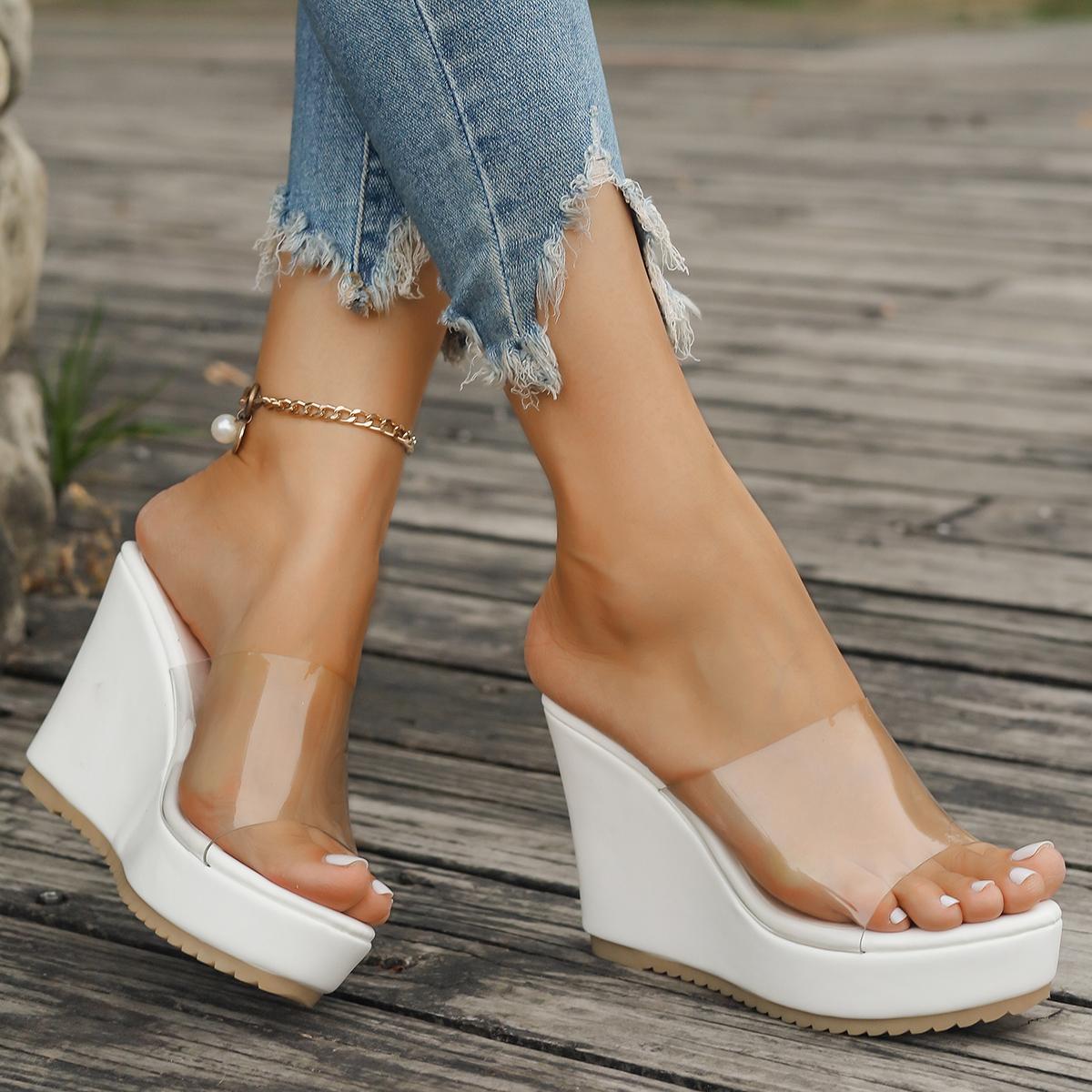 Женские шлепанцы на танкетке 2024 летние модные сандалии удобные легкие повседневные — фото 3