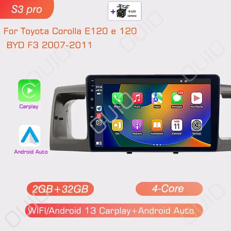 2DIN Android 13 Radio For Toyota Corolla E120 E 120 BYD F3 2007-2011 Car Stereo Multimedia Player Carplay Auto GPS Navigation