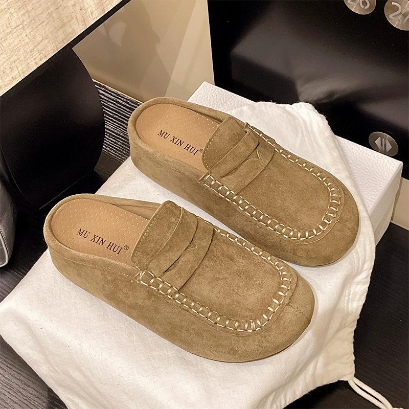 Cowhide version matte comfortable suede bag head slippers casual autumn and winter fashion retro style lazy girl Birkentow