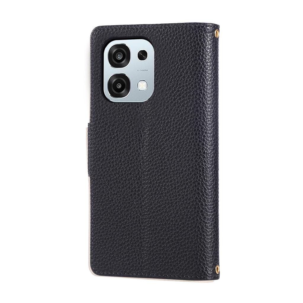 Etui portfelowe z zamkiem błyskawicznym ze skóry do Oppo A6 Pro 5G z paskiem na nadgarstek