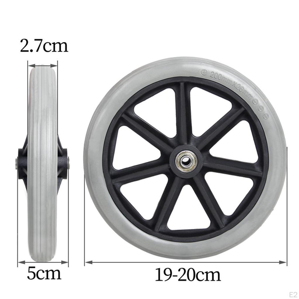2Pcs Replacement Front Wheels, 8inch Wear Resistant Anti Slip PVC Rollers Wheels Casters for