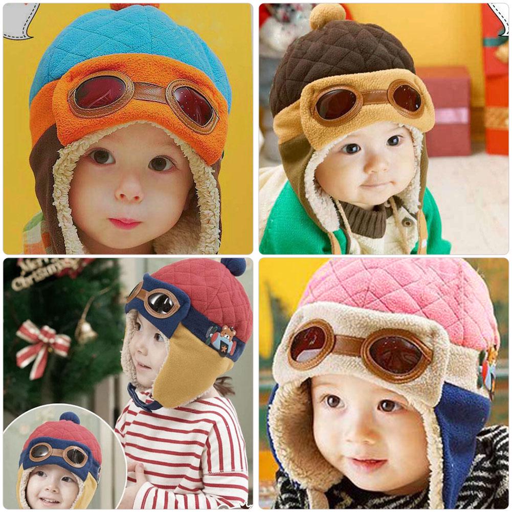 New Children Pilot Hats Fashion Boys Girls Aviator Hat Earmuffs Beanies Kids Baby Autumn Winter Warm Earflap Ear Protection Cap