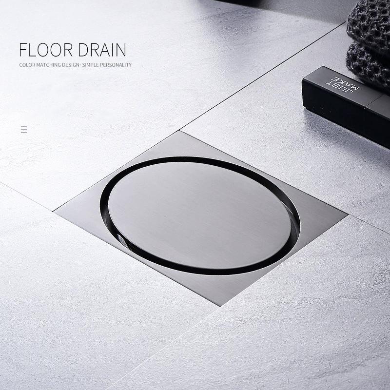 Gold Conceal Floor Drain Chrome Black Gold brass Square 10X10cm Anti-block anti-smelly Bathroom Drain accessories