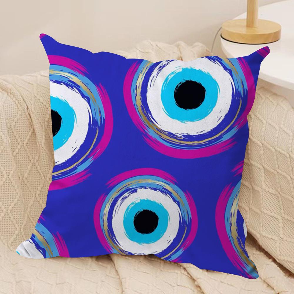 Eye Symbol Art Cushion Cover Silky Short Plush Double-Sided Printed Pillow Case for Sofa All Seasons Home Decor Gift