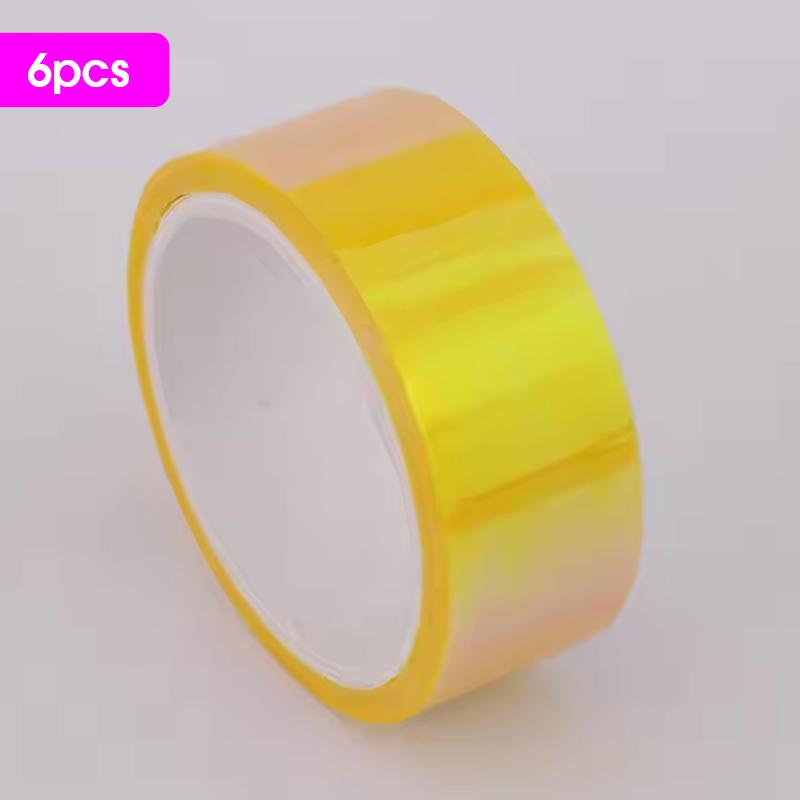 6pcs Laser Gradient Colors Adhesive Tape Set,Rainbow Decoration Waterproof,Pupil DIY Diary Embellish Gift Wrapping,Collage Paper