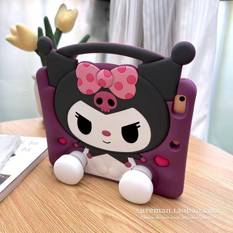 For IPad 9 8 7th Air Mini 2 3 4 5 6 10.9 Pro A16 11 Inch Child Case Cartoon Hangyodon Bracket Silicone Tablet Protective Case