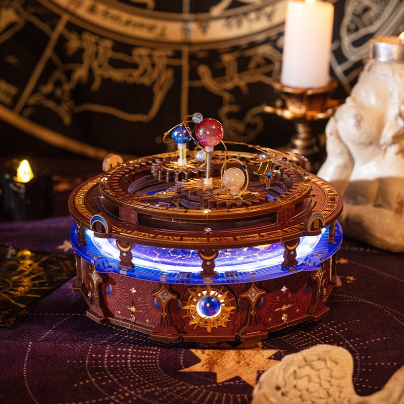 MU Horoscope wooden music box 3d three-dimensional jigsaw hand diy to send boyfriend birthday gift Christmas toy decoration comp
