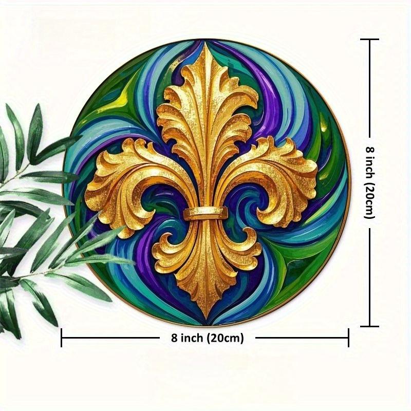 

2d Flat 20*20cm Elegant Wooden Lily Carnival Retro Wooden Logo, Heritage Style Circular Wall Art, Suitable for Bar, Caf É, Beach House Decoration 20*20cm