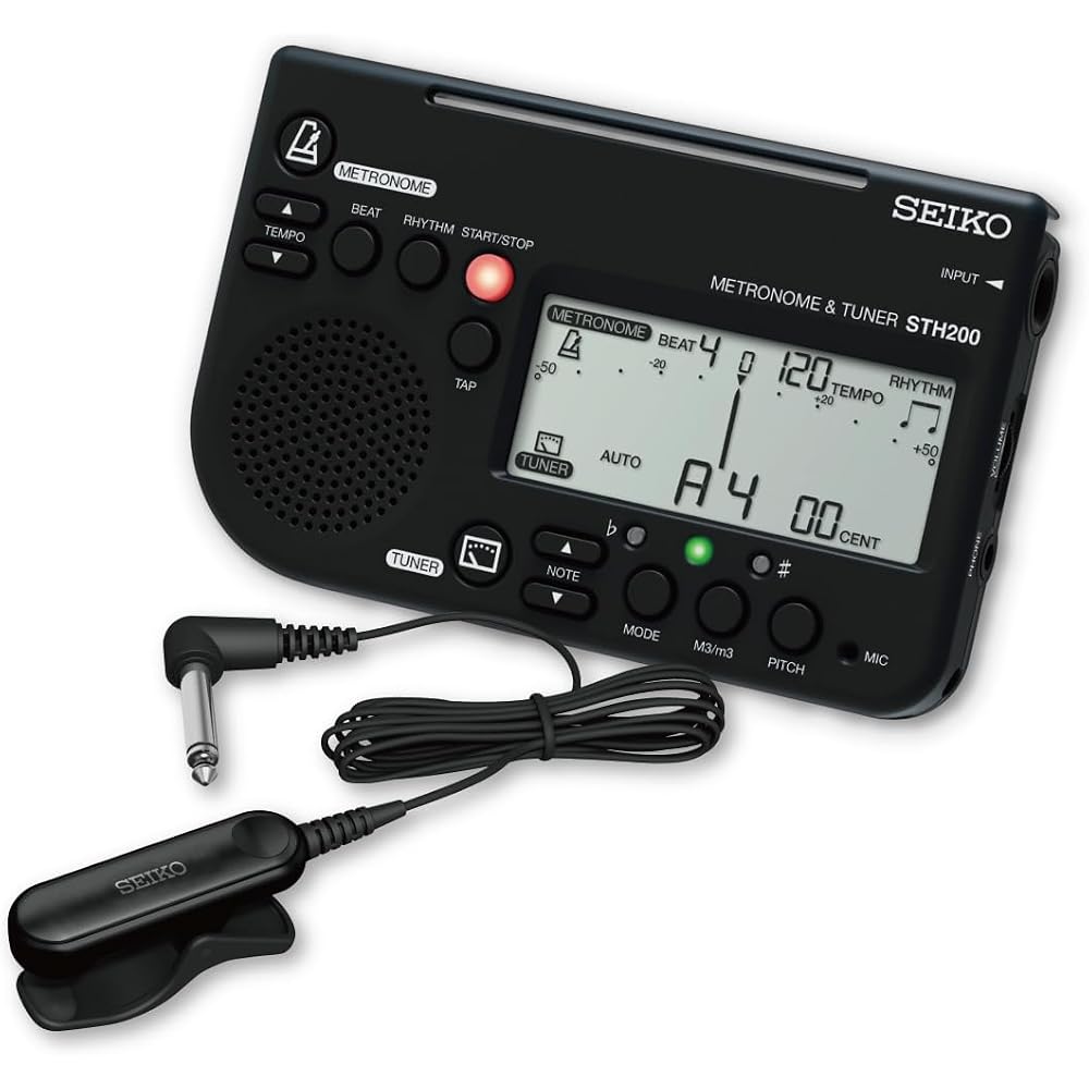 SEIKO Metronome & Tuner Black Pickup Microphone 2-Piece Set Special Pack STH200BKSP