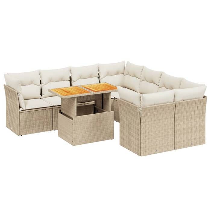 VidaXL Garden Lounge Set with Cushions 9 Pcs, Patio Sofas, Patio Furniture Set, Outdoor Furniture, Beige 3270722