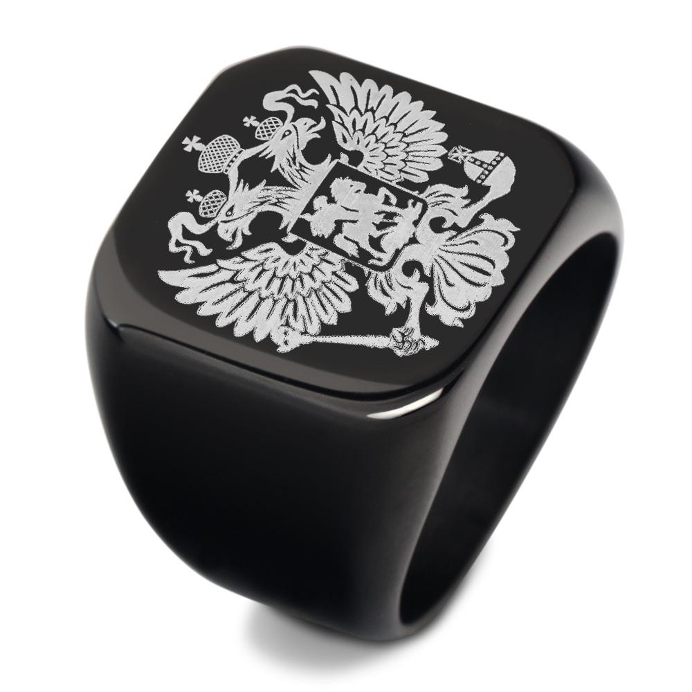 18MM European & American Stainless Steel Double-headed Eagle Square Ring Size 10