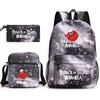 3 Piece School Backpack Set for Students Large Capacity Oxford Cloth Schoolbag with Shoulder Strap and Pencil Case