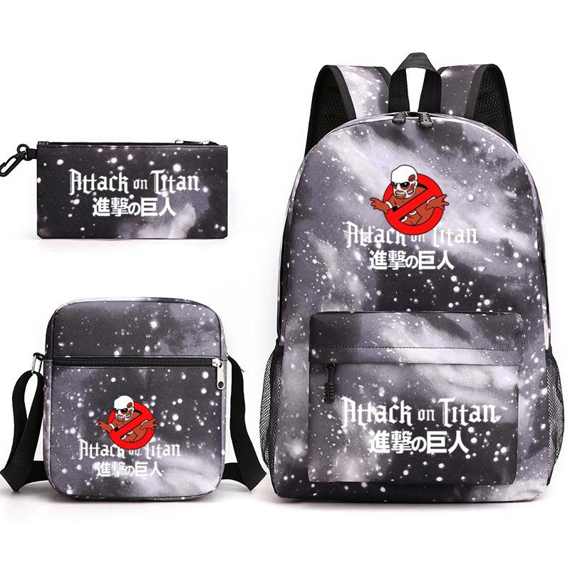 3 Piece School Backpack Set for Students Large Capacity Oxford Cloth Schoolbag with Shoulder Strap and Pencil Case