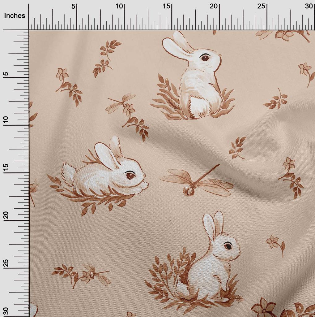 oneOone Cotton Flex Light Peach Fabric Kawai Dress Material Fabric Print Fabric By The Yard 40 Inch