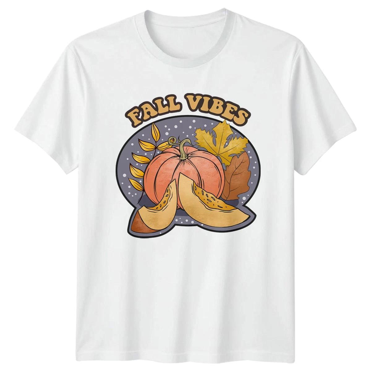 Fall Vibes T-Shirt Pumpkin Autumn Thanksgiving Gift For Him And Her XS
