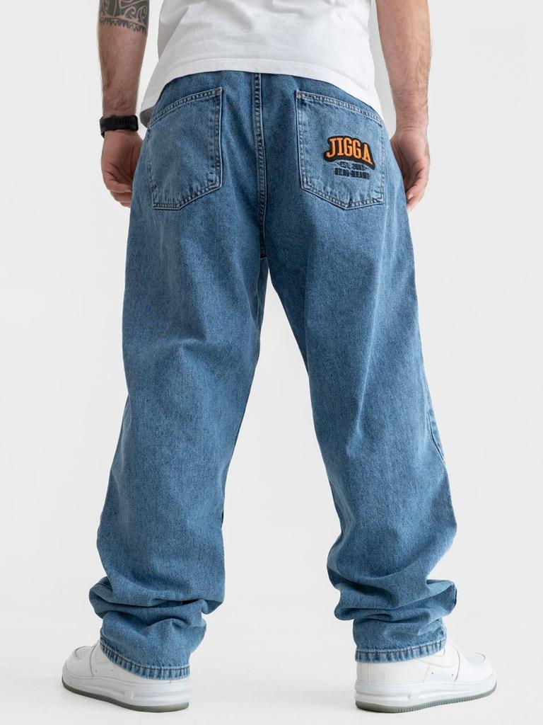Jigga Wear New Outline Men's Super Baggy Jeans Blue M