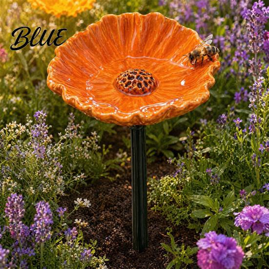 Terrassen-Vogeltränke Bienen-Trinkstation für Garten Wasserspender mit Blumen-Schmetterlings-Design Bunte Schale Outdoor-Gartenhof-Dekoration Klein Für