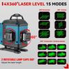 ONEVAN 16řádkový 4D laserový vodováha Samonivelační 360 horizontální a vertikální křížový Super výkonný zelený laserový vodováha se 2 bateriemi