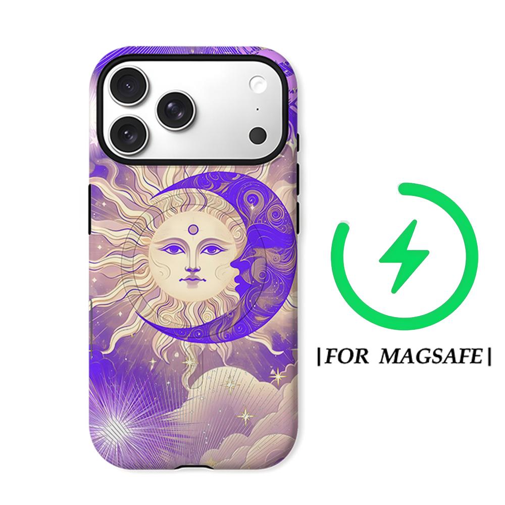 Celestial Sun Moon Art Phone Case for IPhone 17AIR 16E 16 15 14 13 12 11 17 Pro Max Plus Double-layer Back Cover