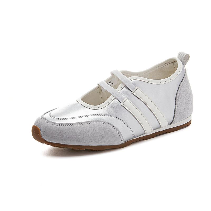 Genuine Leather Mary Jane Shoes with Inner Height Increase Flat Sole German Training Shoes Shallow Mouth Versatile Women's Shoes