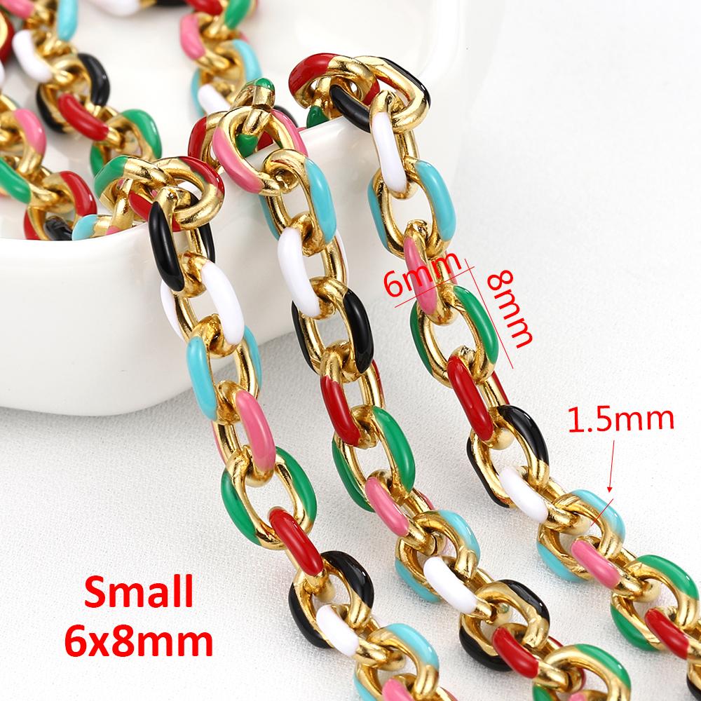 

1Meter 8mm 6mm Stainless Steel Enamel Gold Rolo Cable Open Link Thick Chains for Necklace Bracelet Handbag Jewelry Making DIY