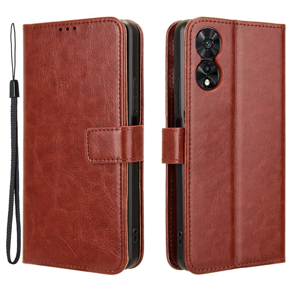 For TCL 505 T509K T5094 Case Viewing Stand PU Leather Crazy Horse Texture Phone Cover