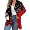 Women's Fall And Winter Fashion Casual Print Long Sleeve Mid-Length Cardigan Jacket