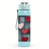 1PC Red Heart Grid Texture 750ml Color Plastic Sports Water Bottle Leakproof Flip Straw Lid For Sports Office Home Use