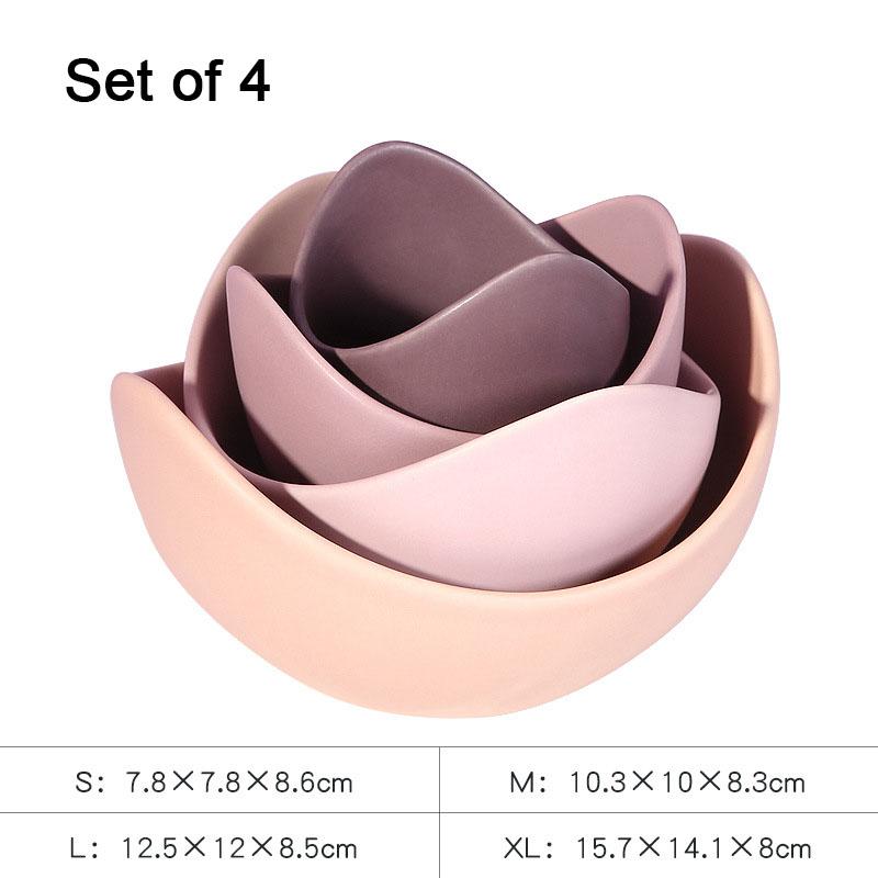 Lotus Ceramic Bowl Dishes Plates Sets Decor Creative Fruit Salad Plate Dinner Plate Organizer Flower Shape Container Storage