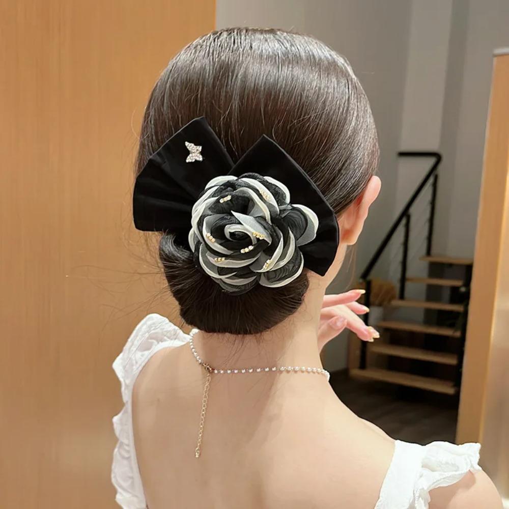 Camellia Flower Bow Clip Twist Maker Hair Accessories Temperament Bun Curler