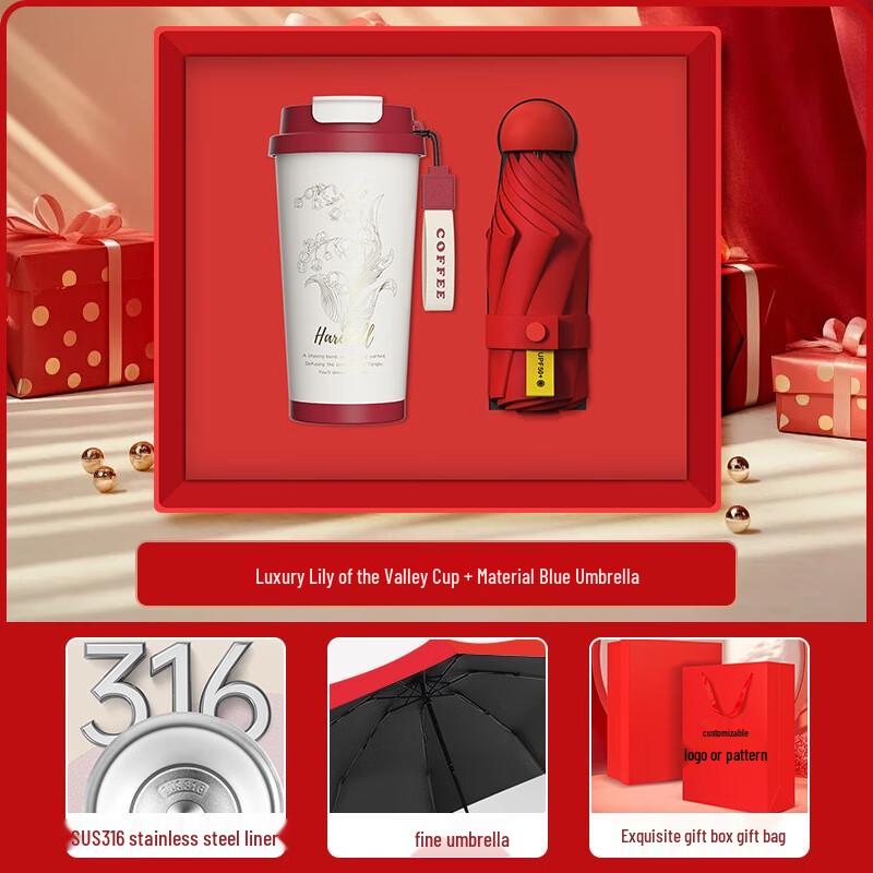 Shangqi Business Gift Set: Lily of the Valley Cup & Voice Neck Massager