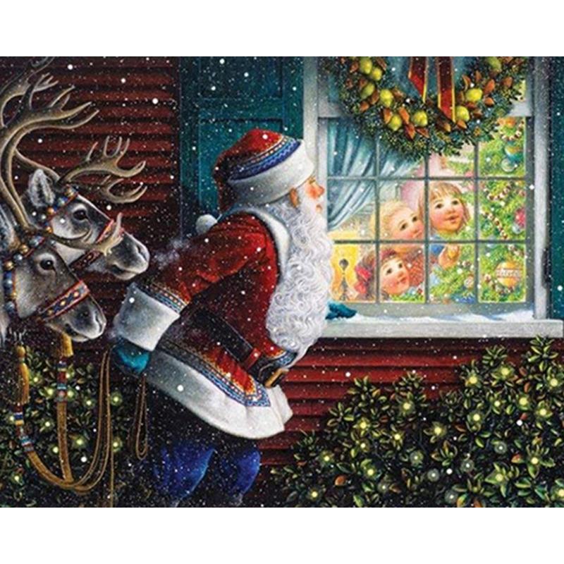 DIY 5D Diamond Painting Santa Claus Diamond Embroidery Winter Snow Tree Cross Stitch Full Round Drill Mosaic Christmas Gift