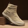 Men's Boots High Cut Workwear Shoes Autumn New Zipper Pleated Non Slip Comfort Thick Soled Wear-resistant Fashion Flat Boots