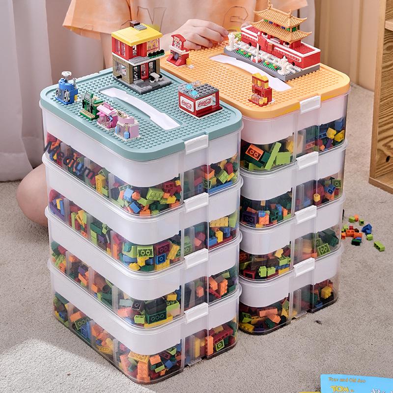 Multifunktionaler Kinder Spielzeug Aufbewahrungs-Organizer Stapelbare Kunststoffboxen Abnehmbare Tabletts Bastelbedarf Organisation