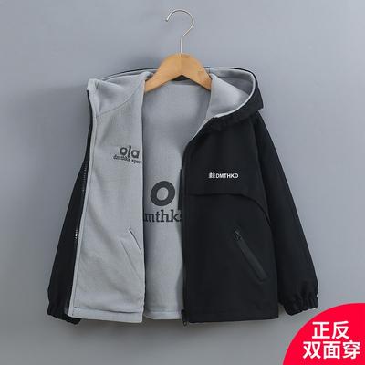 Boys Big Kids Thickened Double Sided Hooded Winter Outerwear Jacket